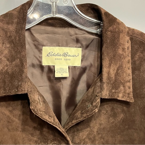 Eddie Bauer Jacket Suede and Leather Dark Brown - Picture 3 of 10